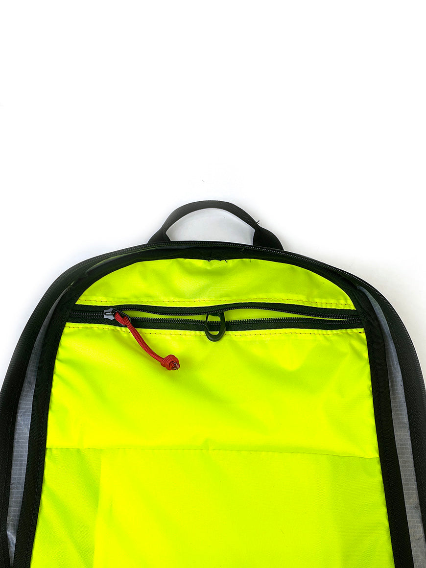 Interior view of Vancouver Daypack showing front pocket with key clip.  - North St. Bags all-groups