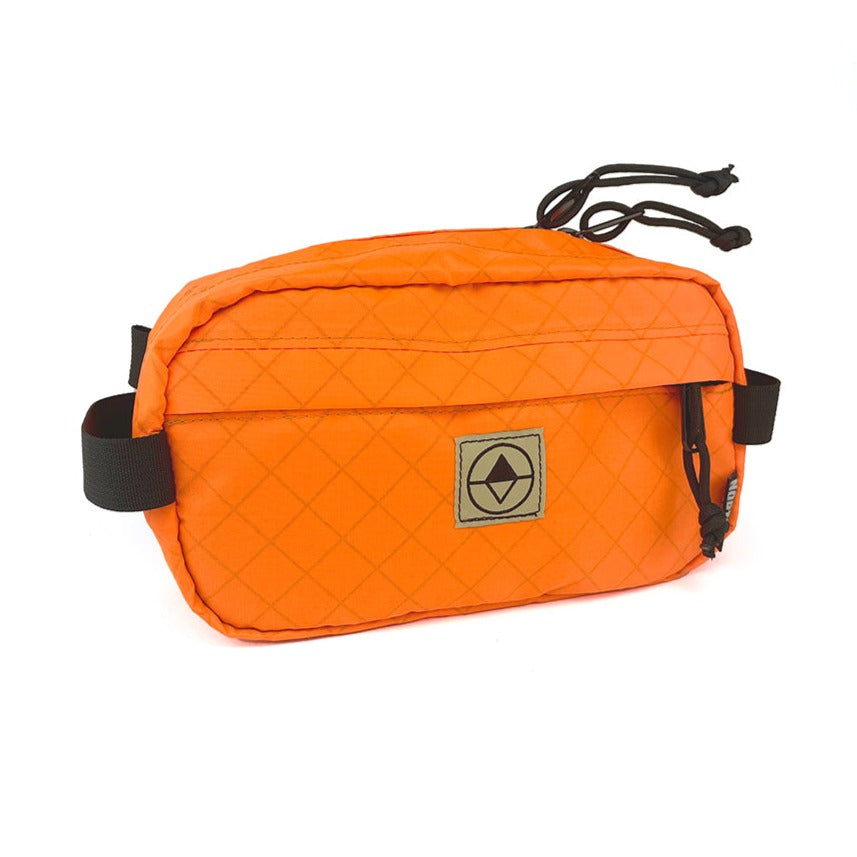 Front view of Pioneer 9 Handlebar Pack in blaze orange - North St. Bags