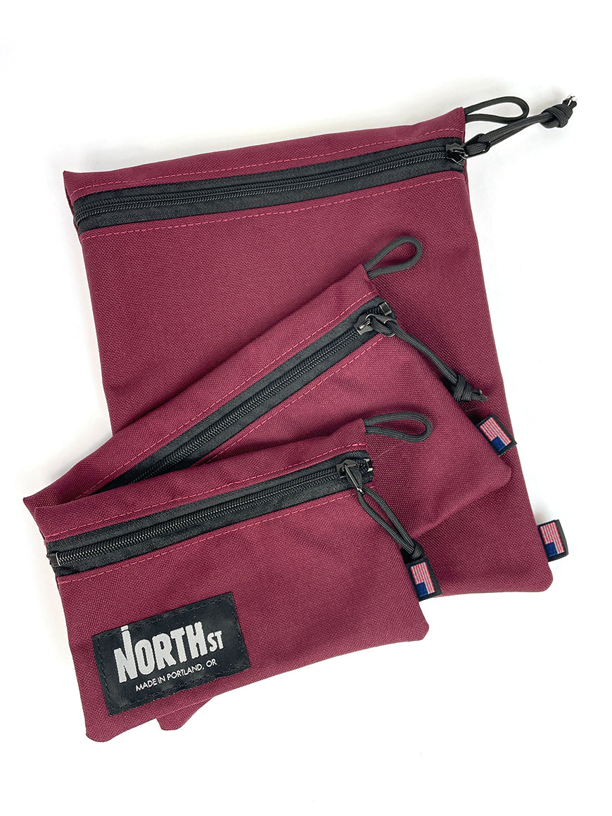 Pittock Travel Pouches in Burgundy - North St Bags