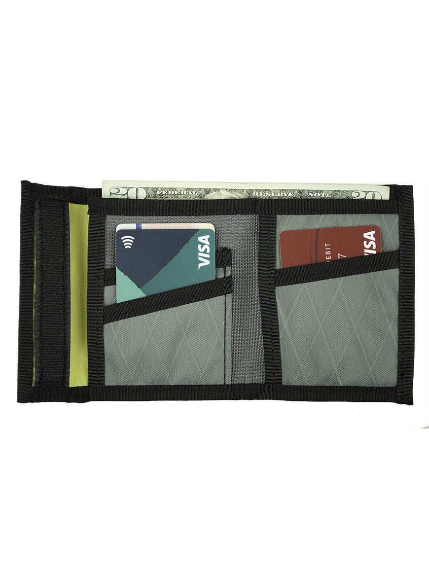 Interior view of Bifold Hook & Loop  Wallet showing bill and card sleeves - North St. Bags all-groups