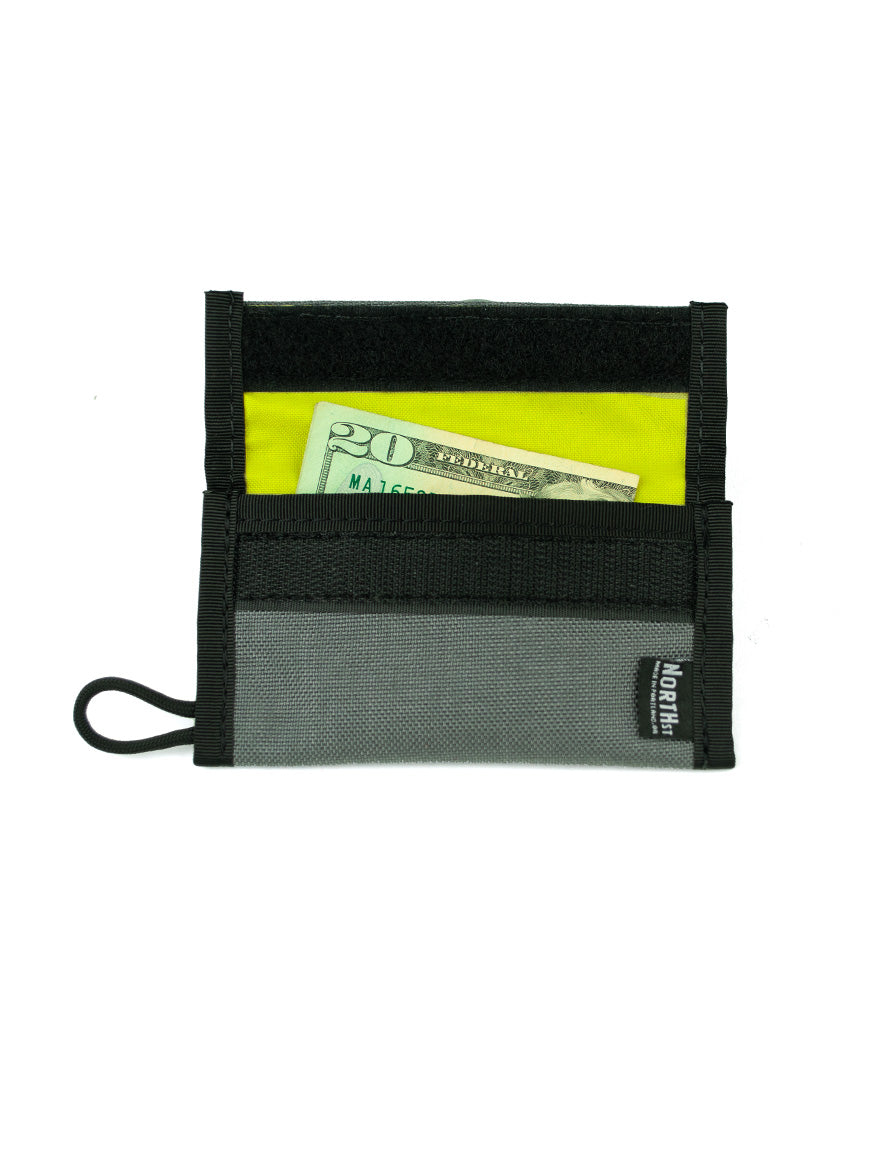 Open view of Card Wallet showing bills- North St. Bags all-groups