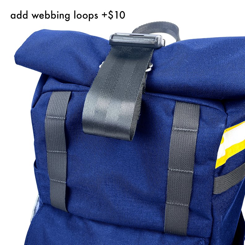 Detail view of webbing loop add-on for woodward backpack pannier - all-groups